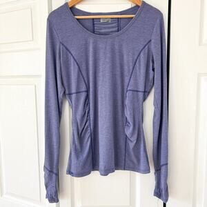 Athleta Long Sleeve Ruched Side Performance Top Purple Thumb Holes Women Size M